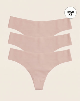 Paquete x3 bloomers brasilera invisible ultraplano sin elásticos y de pocas costuras#color_802-cafe-claro