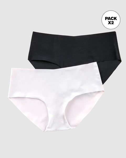 Paquete x 2 bloomers tipo hipster invisibles ultraplanos sin elásticos#color_s01-negro-blanco