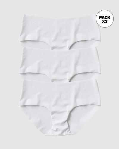 Paquete x3 bloomers hípster invisible ultraplano sin elásticos y de pocas costuras#color_000-blanco