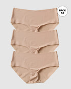 Paquete x3 bloomers hípster invisible ultraplano sin elásticos y de pocas costuras#color_802-cafe-claro