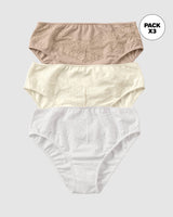 Paquete x 3 bloomers tipo bikini clásicos y confortables#color_s06-cafe-blanco-marfil