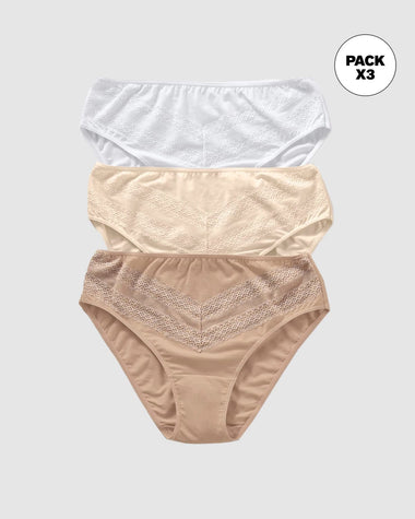 Paquete x 3 bloomers tipo bikini clásicos y confortables#color_s06-cafe-blanco-marfil