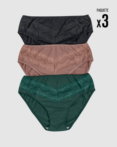 Paquete x 3 bloomers tipo bikini clásicos y confortables#color_s27-verde-negro-salmon