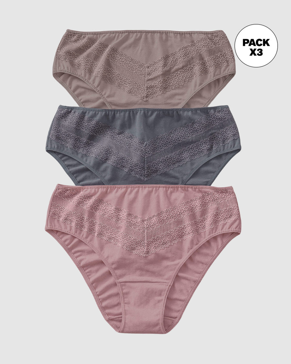 Paquete x 3 Bloomers tipo Bikini Clásicos y Confortables