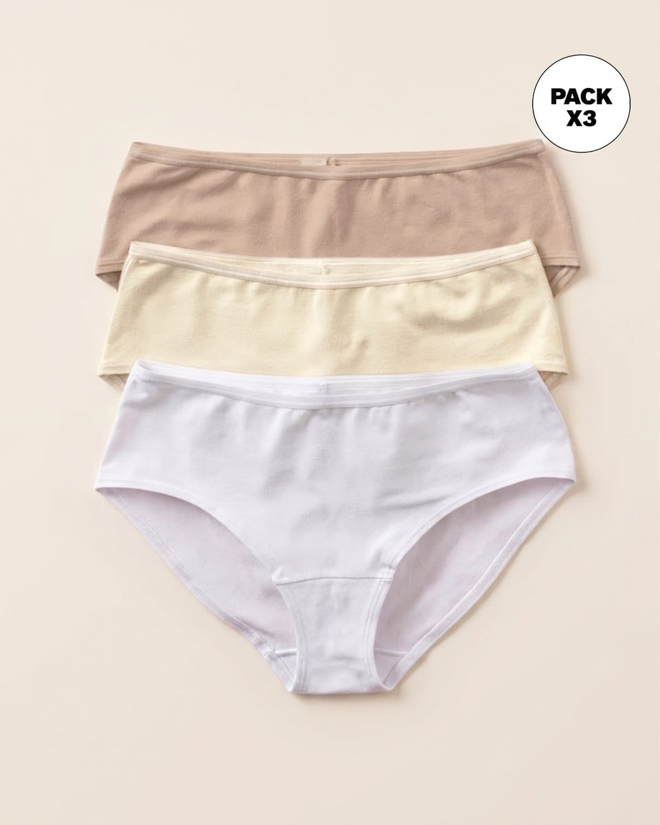 Paquete x 3 bloomer clásico de máxima comodidad y frescura
