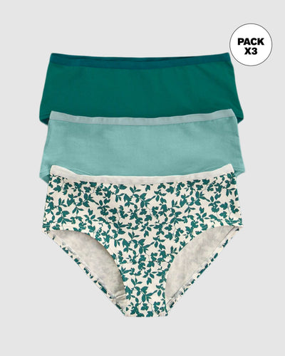 Paquete x 3 Bloomer Clásico de Máxima Comodidad y Frescura#color_s32-estampado-hojas-verde-claro-verde-oscuro