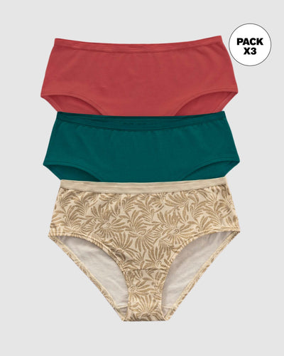 Paquete x 3 bloomers clásicos de máxima comodidad y frescura#color_s34-rojo-verde-estampado