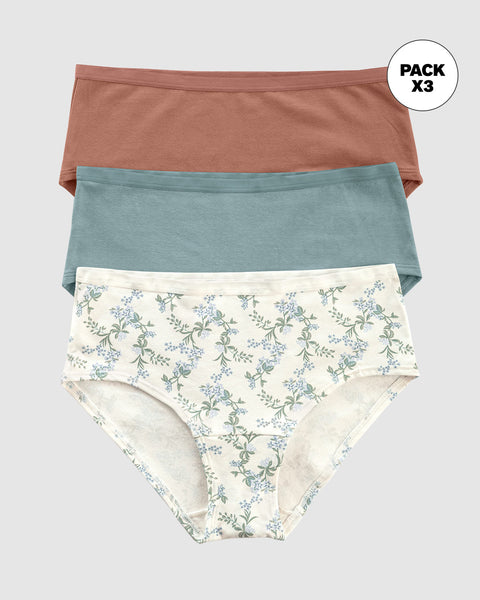 Paquete x 3 bloomers clásicos de máxima comodidad y frescura#color_s37-estampado-verde-azul-terracota