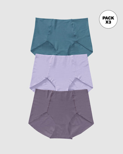 Paquete x 3 bloomers clásicos de apariencia invisible#color_s25-azul-morado-lila