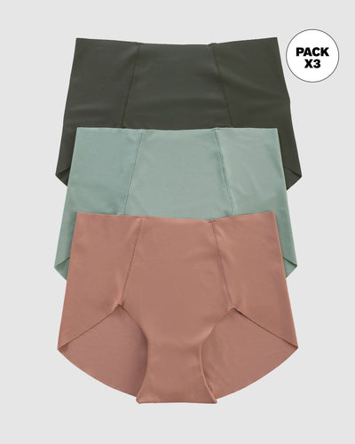 Paquete x 3 bloomers clásicos de apariencia invisible#color_s30-verde-oscuro-terracota-verde-azul