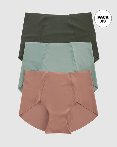 Paquete x 3 bloomers clásicos de apariencia invisible#color_s30-verde-oscuro-terracota-verde-azul