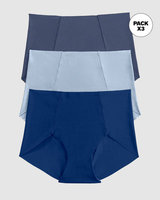 Paquete x 3 bloomers clásicos de apariencia invisible#color_s31-azul-grisaceo-azul-oscuro-azul-claro