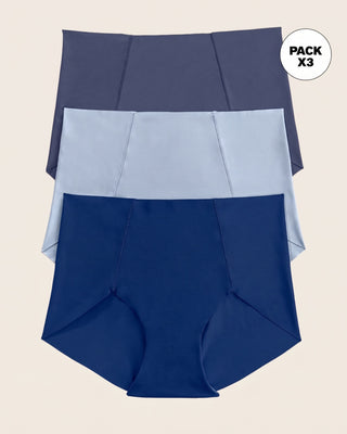 Paquete x 3 bloomers clásicos de apariencia invisible#color_s31-azul-grisaceo-azul-oscuro-azul-claro