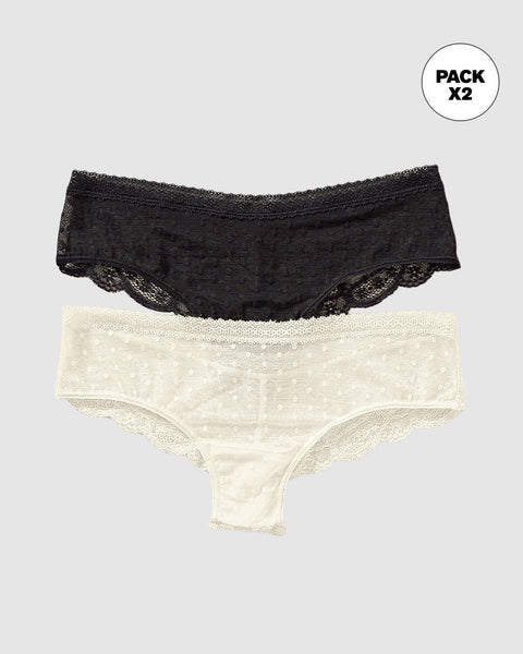 Paquete x 2 bloomers cacheteros en encaje y tul#color_s41-perla-negro