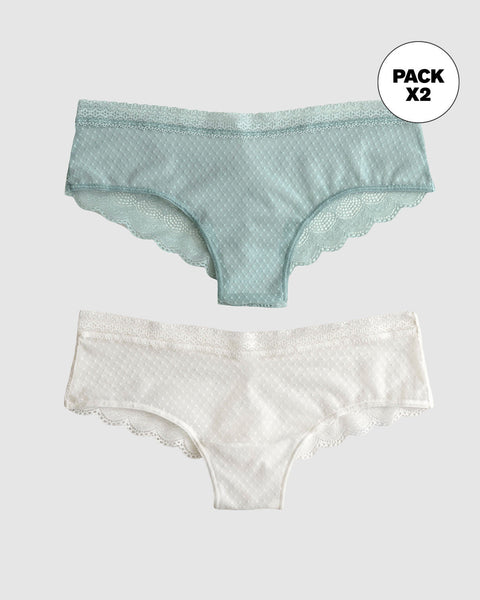 Paquete x 2 bloomers cacheteros en encaje y tul#color_s42-marfil-estampado-verde