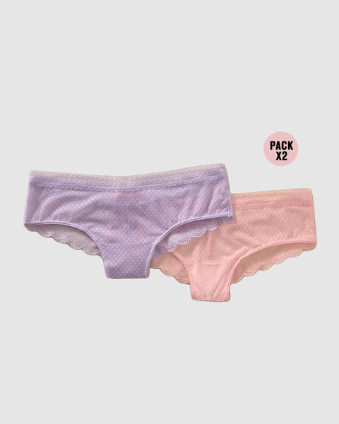 Paquete x 2 bloomers cacheteros en encaje y tul#color_s43-rosado-lila