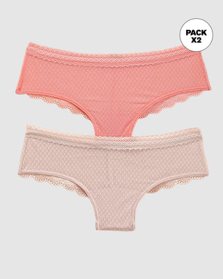Paquete x 2 Bloomers Cacheteros en Encaje y Tul#color_s53-mandarina-medio-rosado-claro