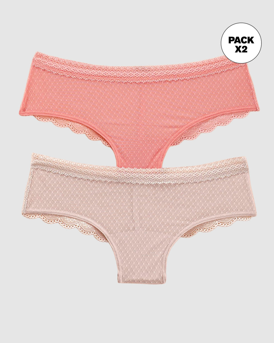 Paquete x 2 Bloomers Cacheteros en Encaje y Tul