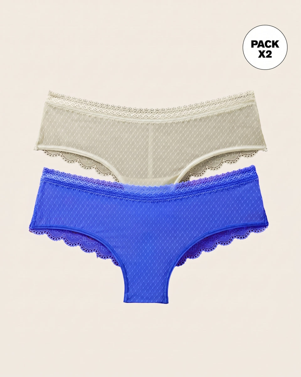 Paquete x 2 Bloomers Cacheteros en Encaje y Tul