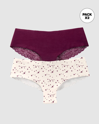 Bloomers cacheteros descaderados. Paquete x 2#color_s49-marfil-estampado-vino