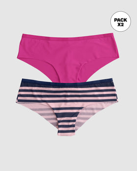 Paquete x 2 bloomers cacheteros ultralivianos y suaves#color_s10-rayas-fucsia