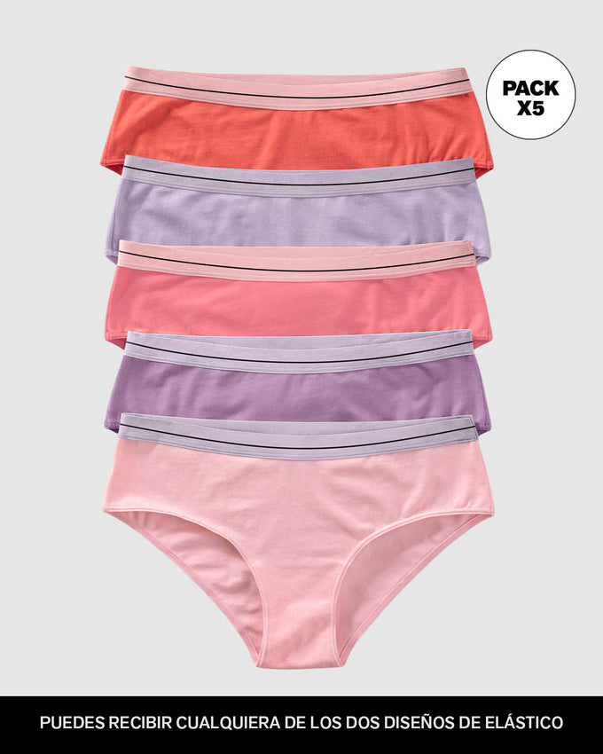 Paquete x 5 bloomers estilo hipster#color_s07-coral-rosa-pastel-morado-lila-rosado