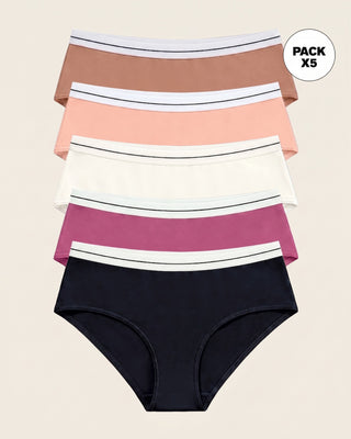 Paquete x 5 bloomers estilo hípster#color_s11-marfil-negro-rojo-violeta-durazno-cafe