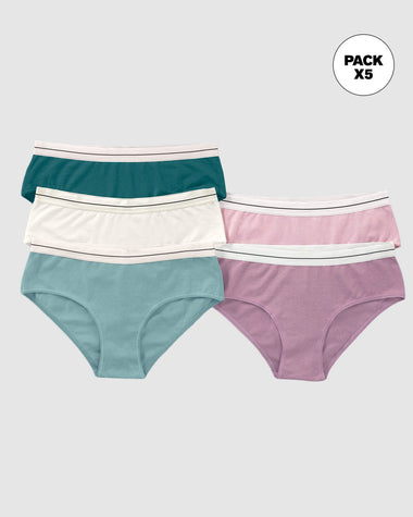 Paquete x 5 bloomers estilo hípster#color_s14-verde-verde-medio-morado-rosa-marfil