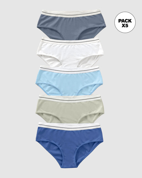 Paquete x 5 bloomers estilo hípster#color_s15-blanco-menta-azul-claro-azul-oscuro