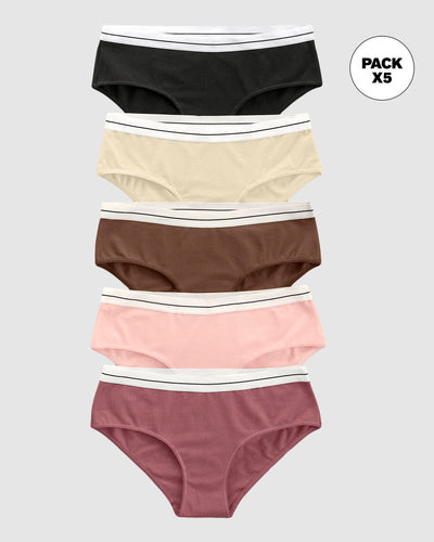 Paquete x 5 bloomers estilo hípster#color_s16-rosa-vino-cafe-negro-marfil