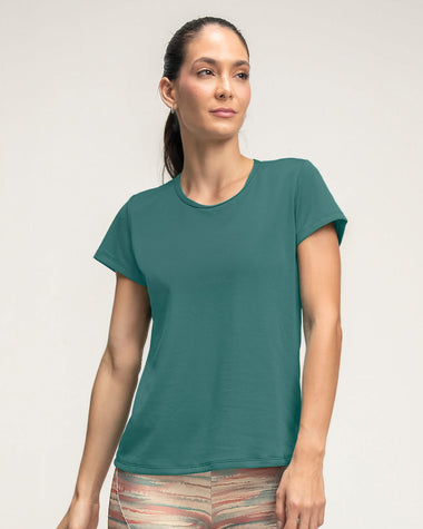 Blusa deportiva de secado rápido y silueta semiajustada#color_632-verde-oscuro