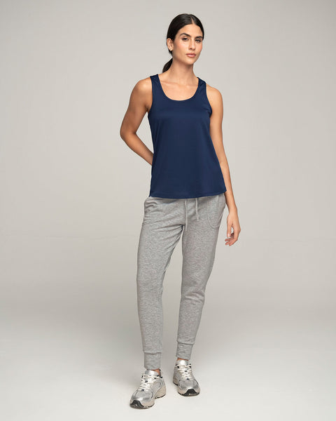 Blusa deportiva de secado rápido y silueta semiajustada para mujer#color_509-azul