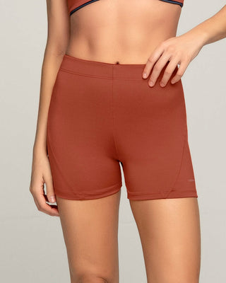 Short corto deportivo ajustado y ligero con cómodo elástico en cintura#color_336-rojo-canela