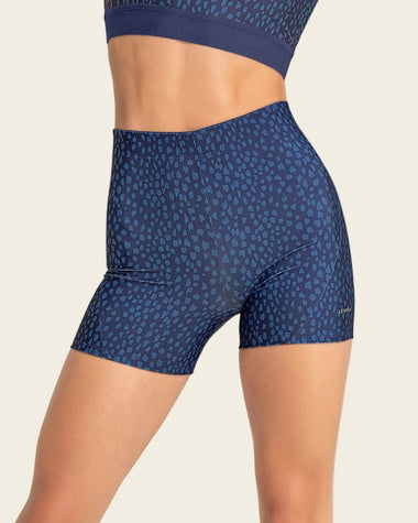 Short corto deportivo ajustado y ligero con cómodo elástico en cintura#color_589-estampado-azul