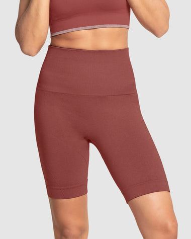 Short ciclista sin costuras control moderado en abdomen y muslos#color_194-vinotinto