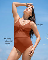Vestido de baño entero control suave de abdomen elaborado con nylon reciclado#color_239-terracota