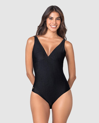 Traje de baño entero escote profundo#color_700-negro