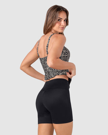 Traje de baño de dos piezas Blusa y Short de control de abdomen#color_c08-estampado-negro