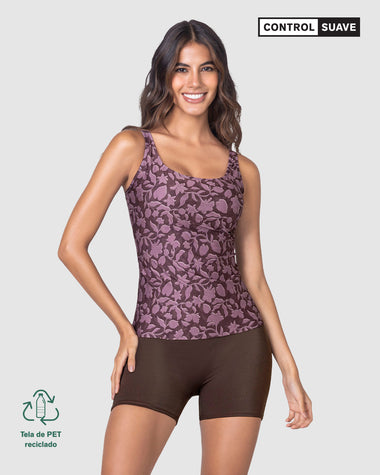 Traje de baño con blusa y short elaborado con botellas PET#color_447-estampado-flores-uva