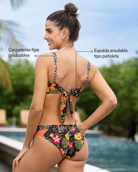 Bikini doble faz con bloomer de pretina en V#color_701-estampado-tropical-animal-print