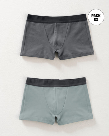 Paquete x 2 bóxers leo en algodón para niños#color_s60-gris-claro-gris-oscuro