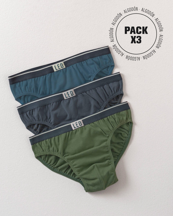 Paquete x 3 calzoncillos clásicos en algodón#color_s18-azul-gris-oscuro-verde