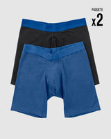 Paquete x2 bóxers largos ajustado en algodón#color_s60-negro-elastico-azul-azul-medio