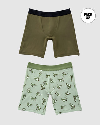 Paquete x2 bóxer largo para niño#color_s11-verde-militar-verde-estampado-dinosaurio