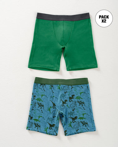 Paquete x 2 bóxer largo en algodón para niño#color_s16-verde-estampado