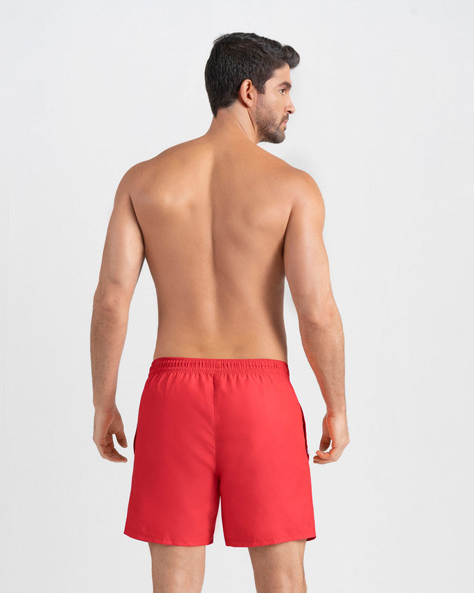 Pantaloneta de baño masculina con práctico bolsillo al lado derecho#color_323-rojo