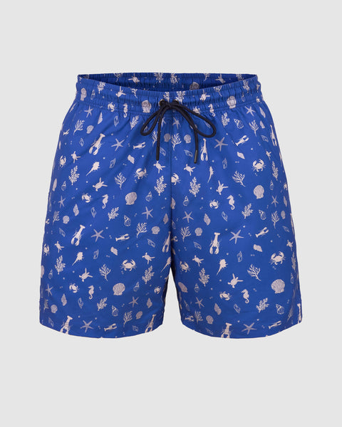 Pantaloneta de baño masculina con práctico bolsillo al lado derecho#color_a04-estampado-azul