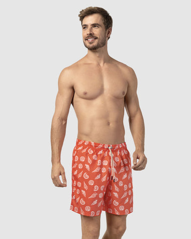 Pantaloneta de baño masculina con práctico bolsillo al lado derecho#color_a45-estampado-caracoles