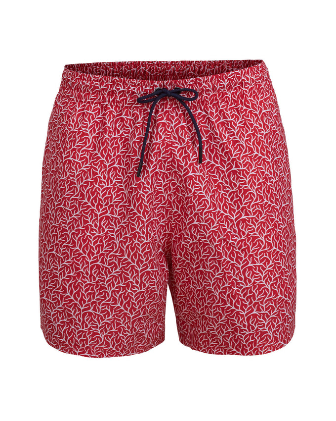 Pantaloneta de baño masculina con práctico bolsillo al lado derecho#color_a84-estampado-coral
