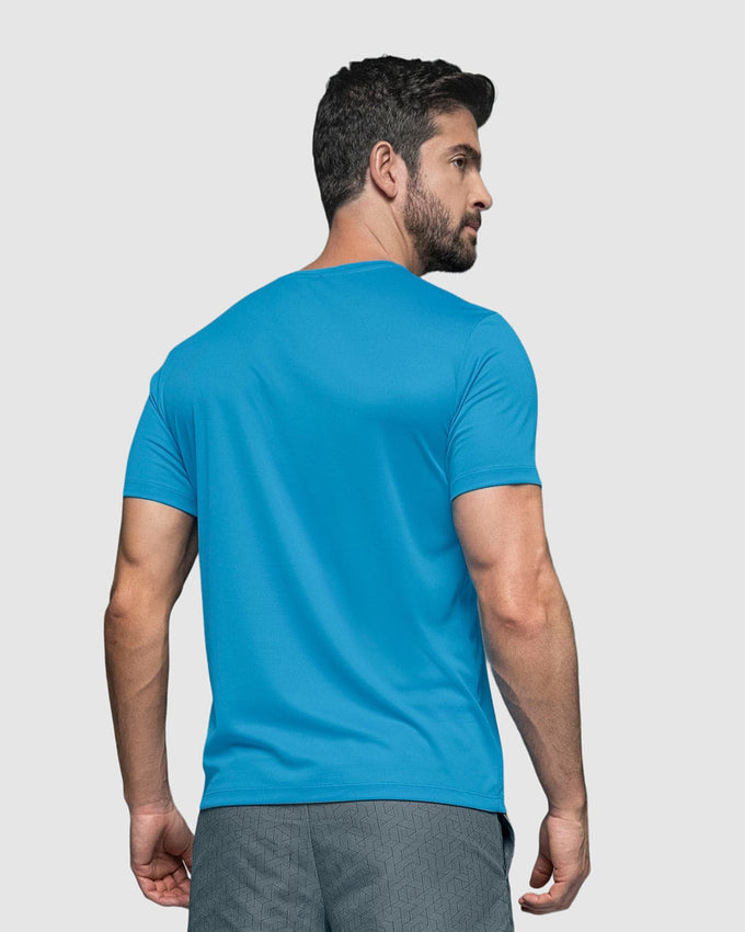 Camiseta deportiva masculina semiajustada de secado rápido#color_519-azul